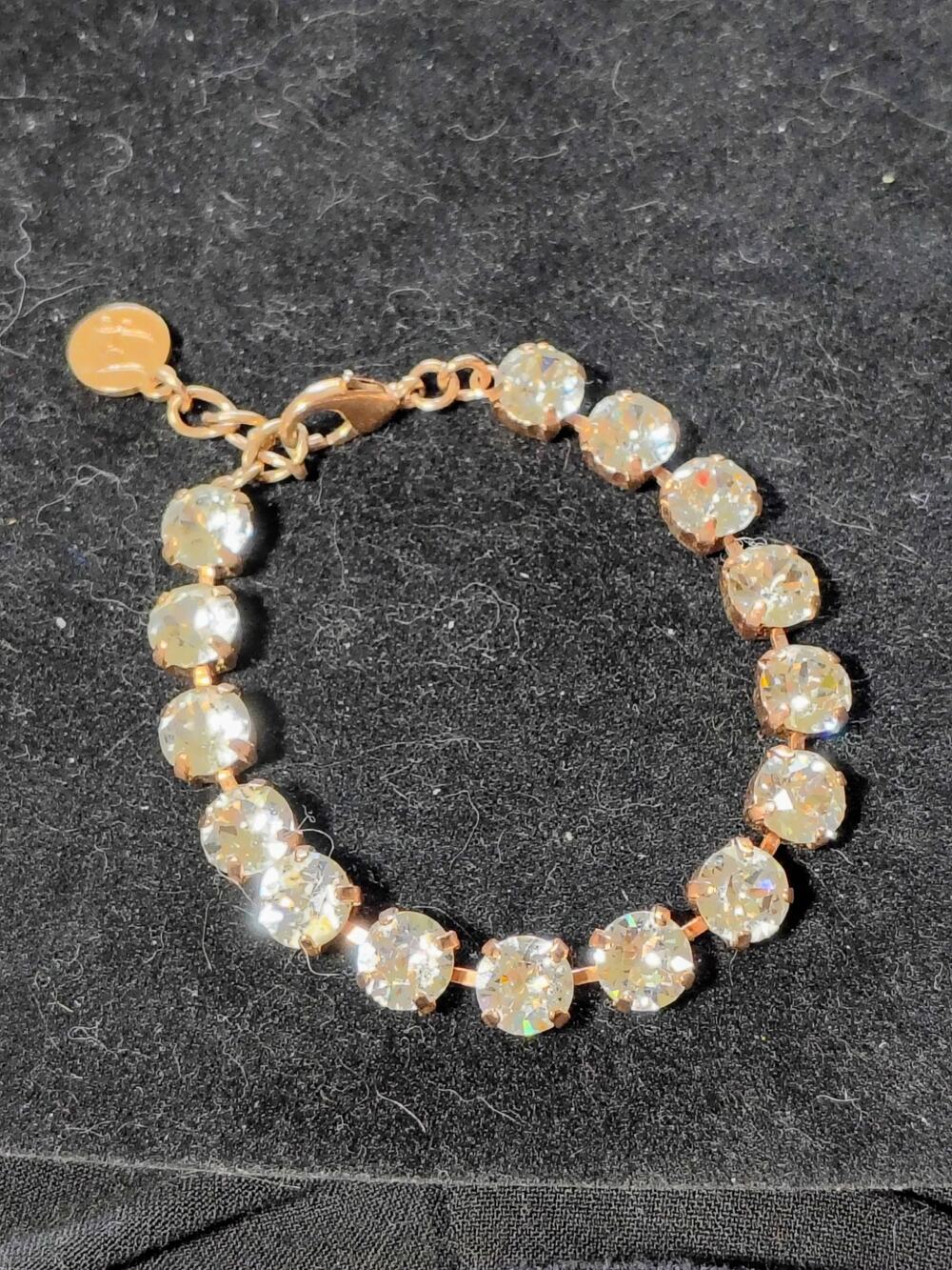 KV Gold Tone Crackle Crystal Tennis Bracelet